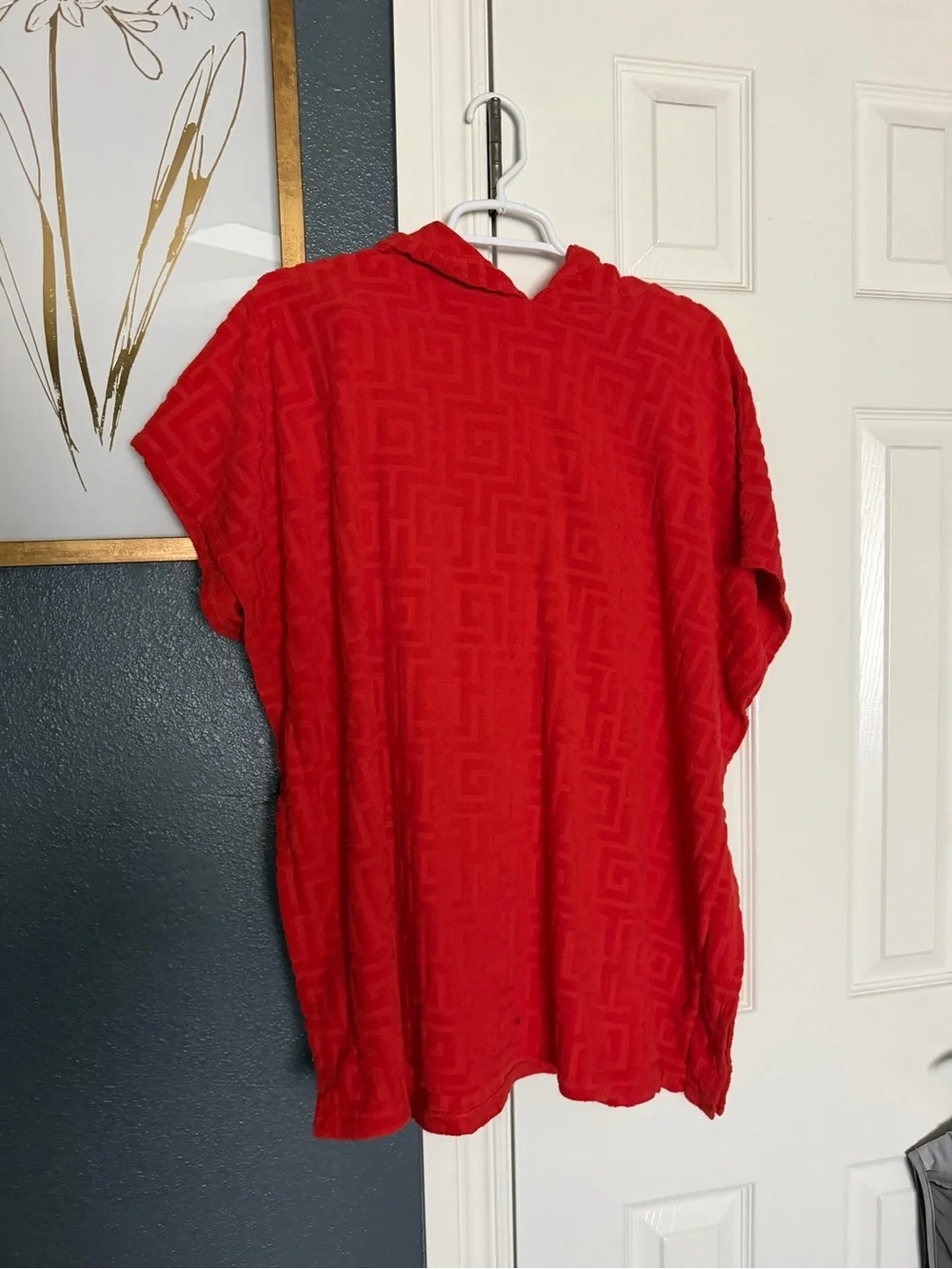 GB girls Red Hooded Short-Sleeve Swim Coverup
